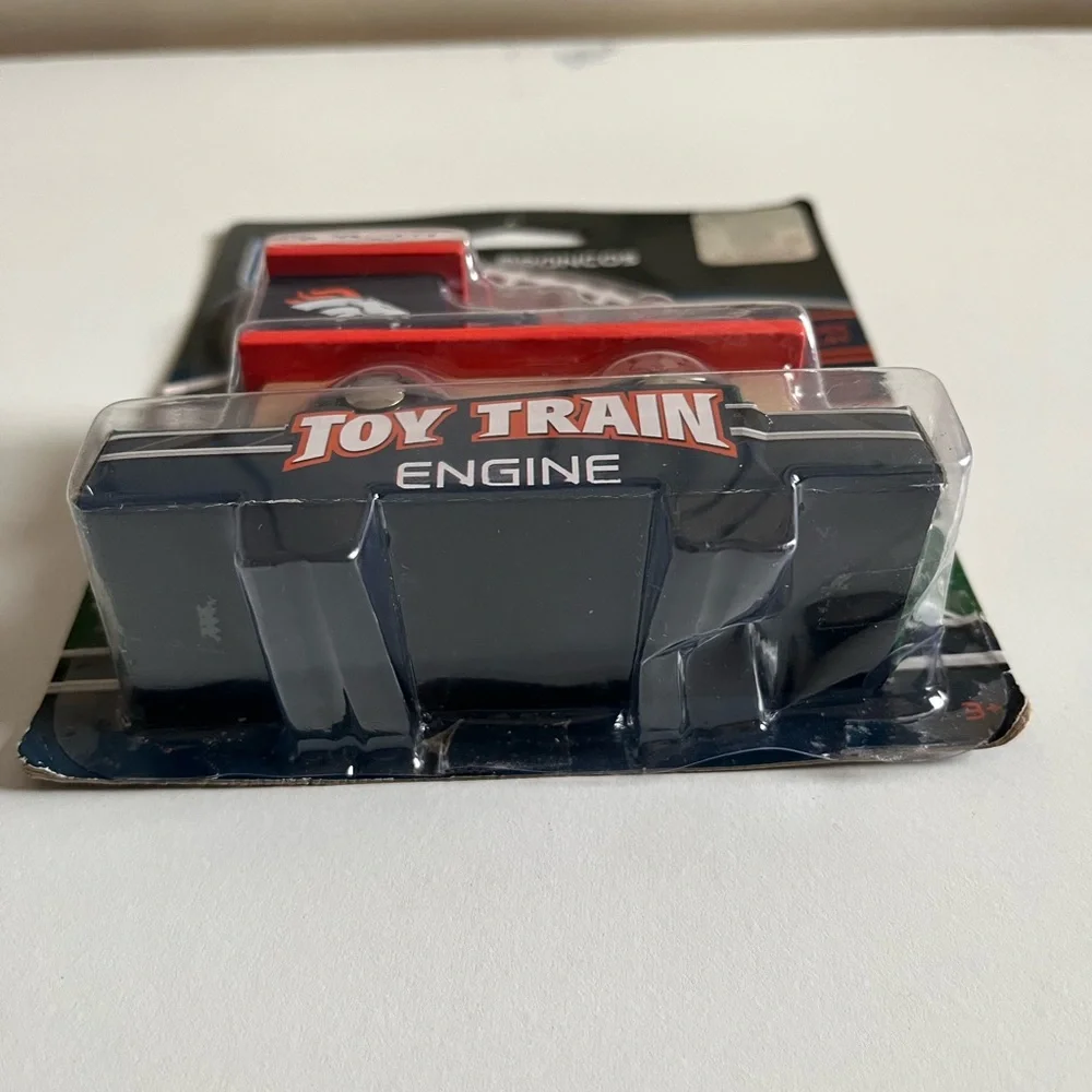 New NFL Denver Broncos Real Wood Toy Train w/ Football display stand